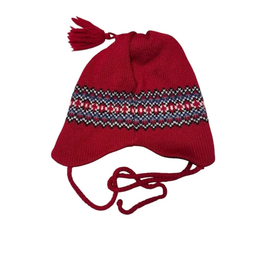 Merkley Red Ski Snowboard Winter Snow Beanie Ear Warmer Cap 100% Wool Canada